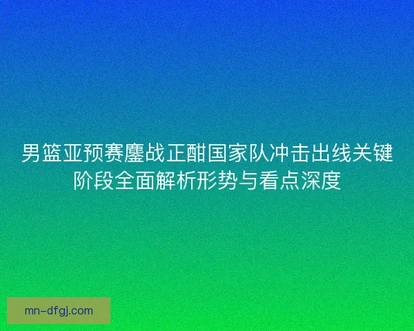 男篮亚预赛鏖战正酣国家队冲击出线关键阶段全面解析形势与看点深度